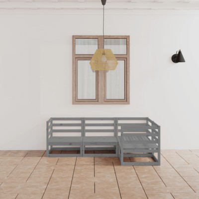 vidaXL Set mobilier de grădină, 4 piese, gri, lemn masiv de pin 3075546 foto