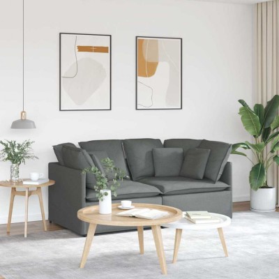 vidaXL Canapea modulară cu perne din stofă gri &amp;icirc;nchis foto