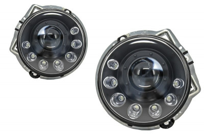 Faruri LED DRL compatibil cu Mercedes G-Class W463 (1989-2012) Bi-Xenon Design Negru HLMBW463MS foto