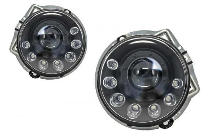 Faruri LED DRL compatibil cu Mercedes G-Class W463 (1989-2012) Bi-Xenon Design Negru HLMBW463MS