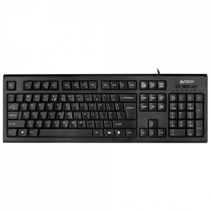 Tastatura cu fir a4tech kr-85 interfata usb 105 taste tip rotunjit lungime cablu 1.5m negru