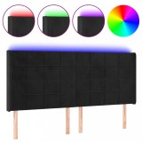 Cumpara ieftin Tablie de pat cu LED, negru, 163x16x118/128 cm, catifea