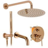 Set de duș incastrat Rea Lungo Copper Auriu cu BOX