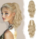 Extensie de păr clip-in pentru coadă de cal lungă, ondulată și buclată pentru femei &ndash; sintetic rezistent la căldură