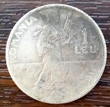 (A114) MONEDA DIN ARGINT ROMANIA - 1 LEU 1910, SEMANATOAREA, REGELE CAROL I