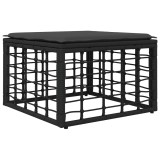 vidaXL Taburet pentru grădină cu pernă Negru 55 x 55 x 37 cm poliratan 42026737