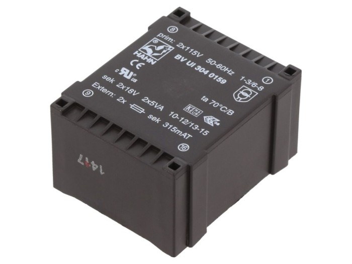 Transformator &icirc;ncapsulat 10VA 18V PCB