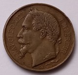 Medalie Napoleon III, Al Doilea Imperiu, Alama, 23mm, 4.54g, Numismatica, Medalii Straine