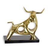 Taur-statueta moderna din bronz cu un soclu din marmura TBE-48