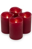 4 x lum&acirc;nări LED roșu &icirc;nchis, diametru 7.5 x 12.5 cm, din ceară reală fără flacără, lumină p&acirc;lp&acirc;itoare, temporizator