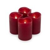 4 x lum&acirc;nări LED roșu &icirc;nchis, diametru 7.5 x 12.5 cm, din ceară reală fără flacără, lumină p&acirc;lp&acirc;itoare, temporizator