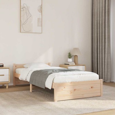 vidaXL Cadru de pat Single 3FT, 90x190 cm, lemn masiv foto