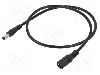 Cablu alimentare DC, DC 5,5/2,1 mufa, DC 5,5/2,1 soclu, negru, 0,5m, POS - POSDC-Y-PS21-0.5