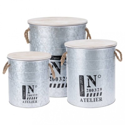 442176 H&amp;amp;S Collection 3 Piece Storage Box Set with Rope Zinc foto