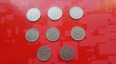 G484-Lot 9 monede Romania moderna 1leu 1992+6 buc 5 lei 1995+ 2 buc. 2 buc. 10 lei &amp;ndash; 1995. foto