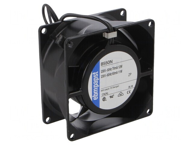 Ventilator AC axial 230V 80x80x38mm 50m3/h 30dBA 50Hz