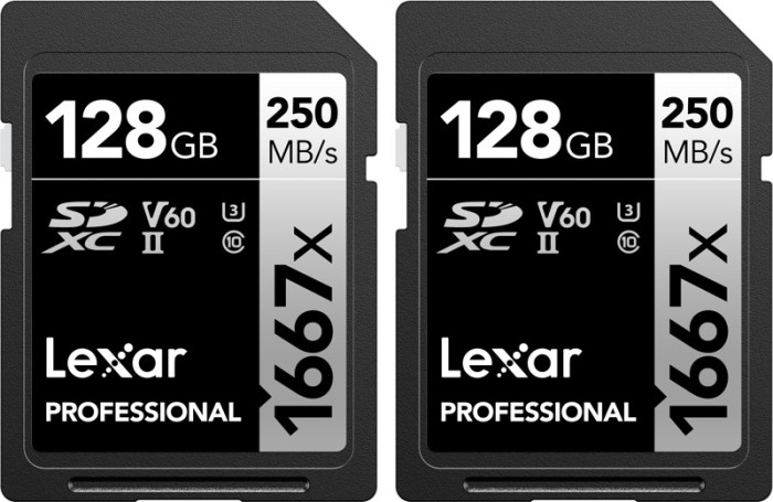 Lexar SDXC Pro 1667X UHS-II U3 R250/W120 (V60) 128G - 2pack