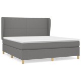 Cumpara ieftin Pat box spring cu saltea, gri inchis, 180x200 cm, textil