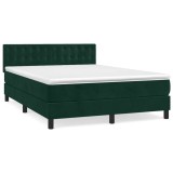 Cumpara ieftin Pat box spring cu saltea, verde inchis, 140x200 cm, catifea