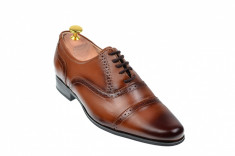 Oferta marimea 38 - Pantofi eleganti, oxford din piele naturala maro - L894MD foto