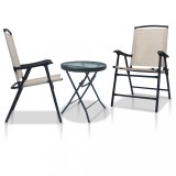 Set mobilier tip bistro, crem, 3 piese, otel GartenMobel Dekor, vidaXL