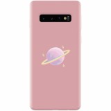 Husa silicon pentru Samsung Galaxy S10, Saturn On Pink