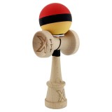 Kendama X Originala, Profesionala, Cyrax, Cupe Mari KING SIZE V3, Rubber Grip, Gaura in Baza, Rulment Metalic, din lemn 18 cm, Ata 62/65 cm, M Rosu/Ne
