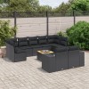 VidaXL Set canapele de grădină cu perne, 10 piese, negru, poliratan