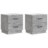 vidaXL Dulap de noapte cu sertar 2 pcs Gri Beton 43 x 34,5 x 44,5 cm 895222