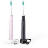 Set de 2 periute de dinti electrice sonice Philips Sonicare Seria 3100 HX3675/15, 31000 miscari/minut, 1 mod de curatare, senzor presiune, functia Bru