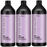 Pachet 3 x Sampon pentru Par Blond - Matrix Total Results So Silver Color Obsessed Shampoo 1000 ml