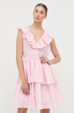 Cumpara ieftin Custommade rochie culoarea roz, mini, evazati