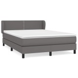 Cumpara ieftin Pat box spring cu saltea, gri, 140x200 cm, piele ecologica