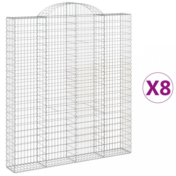 Cosuri gabion arcuite,8 buc., 200x30x220/240cm, fier galvanizat