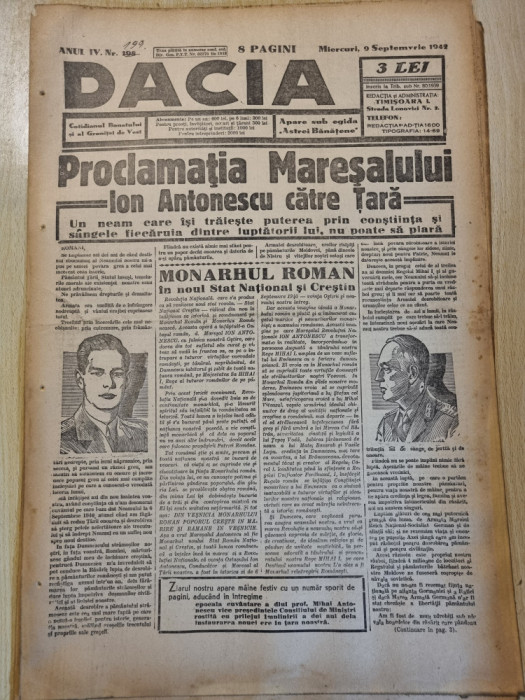 Dacia 9 septembrie 1942-proclamatia maresalului antonescu catre tara,m.gandhi