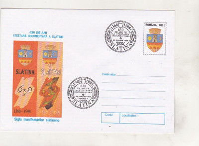 bnk fil Intreg postal Slatina 630 ani - stampila ocazionala 1998 foto