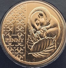 1 penny 2023 Marea Britanie, Dormouse, Charles al-III-lea, Tudor crown privy mark, Brilliant uncirculated, Coincard, km#2430