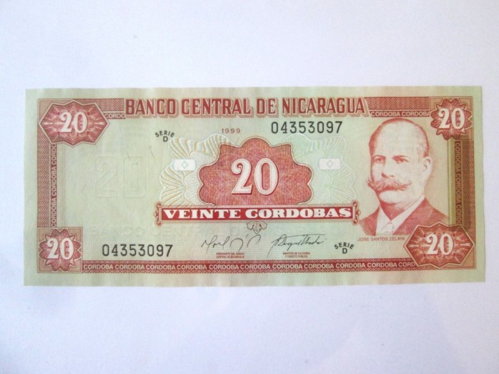 Rară! Nicaragua 20 Cordobas 1999 UNC la cel mai mic pret