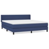 Cumpara ieftin Pat continental cu saltea, albastru, 160x200cm, material textil