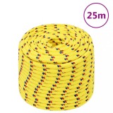 VidaXL Fr&acirc;nghie de barcă, galben, 12 mm, 25 m, polipropilenă