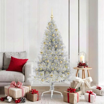 vidaXL Pom de Crăciun artificial pre-iluminat Argintiu 180 cm PET 3397210 foto