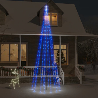 vidaXL Brad de Crăciun pe catarg, 732 LED-uri, albastru, 500 cm foto