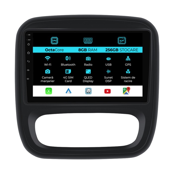 Navigatie Dedicata Opel Vivaro Renault Trafic Fiat Talento (2014 - 2018), 9 Inch, 8Gb Ram, 256Gb stocare, Carplay
