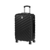 Troler ABS Negru 35L, 4 Roti, 3 Manere - Valiza de Cabina Usoara si Durabila