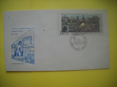 HOPCT PLIC S NR 896 MISCAREA PENTRU PACE 30 ANI 1949-1969 PICTURA- CEHOSLOVACIA -NECIRCULAT foto