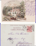 Salutari din Sinaia (Peles) - Litografie 1900- tema Casa Regala