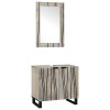 Set dulap baie 2 buc. Alb Lemn de mango solid
