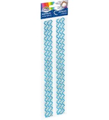 Accesorii creatie decor,2 dantele bleu,diamante autoadezive blister,30cm