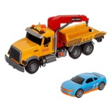 Camion Platforma Macara cu Masina Lumina &amp; Sunet