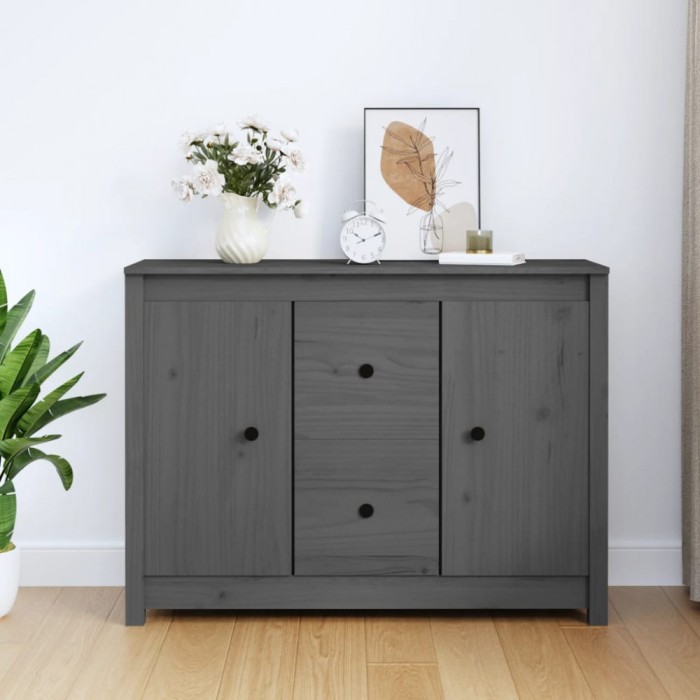 vidaXL Servantă, gri, 100x35x74 cm, lemn masiv de pin